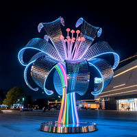 Lampes paysagères lumineuses en acier inoxydable coloré, étanches IP65, à intensité variable, en forme de sculpture d'arbre, sur mesure