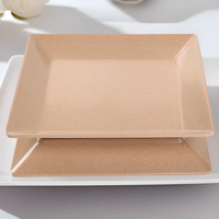 Assiettes carrées modernes réutilisables en fibre de coque de riz, polies, écologiques, pour les fêtes et la rentrée scolaire