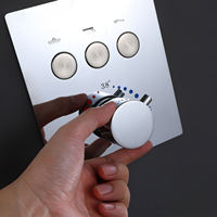 Ensemble de douche thermostatique de luxe 3 fonctions avec effet pluie, mitigeur de salle de bain en laiton encastré, pommeau de douche en acier inoxydable, design moderne