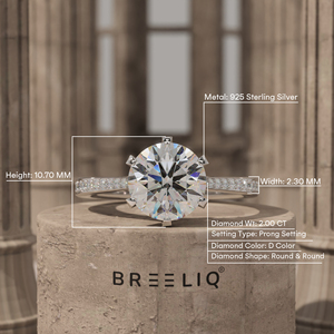 Bague de fiançailles en or 14 carats avec diamant rond 2 carats, pavé de diamants, bague de créateur, bijoux en diamant de laboratoire, fournisseur OEM ODM - Product Image 2