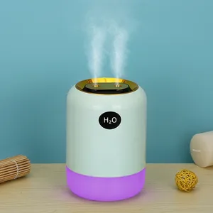 Boquilla de pulverización doble, atomizador de aire, nebulizador doméstico, humidificadores de aire ultrasónicos USB con luces LED