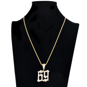 Pendentif numéro <span class=keywords><strong>69</strong></span> tendance en zircon incrusté, style hip-hop, inspiré du <span class=keywords><strong>rappeur</strong></span> européen et américain 6ix9ine, accessoire d'oreille 2026 - Product Image 4