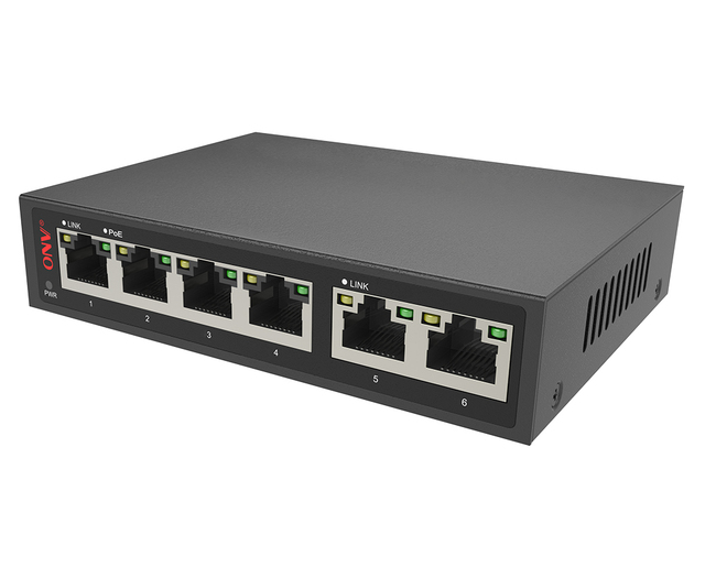 AI-Powered PoE++ Switch 802.3bt Auto-Sensing Power | Smartly Powers PTZ WiFi 7 APs PoE Lighting | Zero Config | QoS | 6-Port |