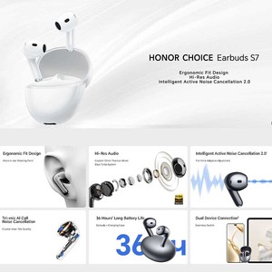 HONOR CHOICE หูฟังเอียร์บัด S7 ไร้สายบลูทูธ 5.3 ระบบตัดเสียงรบกวนแบบแอคทีฟเสียงไฮไฟประเภท-C ชาร์จ IPX4 กันน้ำ - Product Image 2
