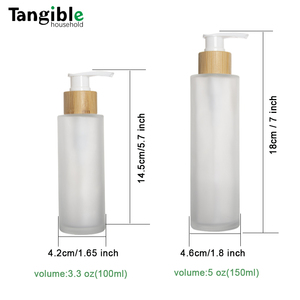 Nueva Botella de Vidrio Esmerilado con Bomba Dosificadora 2025, 100ml/150ml, Tapa de Bambú de Boca Larga para Envases de <span class=keywords><strong>Crema</strong></span>/Suero para el Cuidado de la Piel/Rubor - Product Image 6