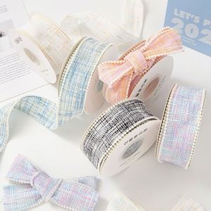 ริบบิ้นผ้าทวีดมุกสองหน้าขนาด 3.8 ซม. แบบยูนิเวอร์แซลฟิต สำหรับทำโบว์และงานฝีมือ 5 หลา/ม้วน - Product Image 1