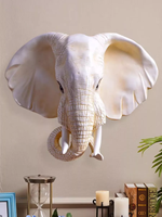 Décoration murale personnalisée en résine, design amusant et unique, tête d'éléphant détaillée et irrégulière, pour la maison ou l'hôtel, animal en résine à suspendre