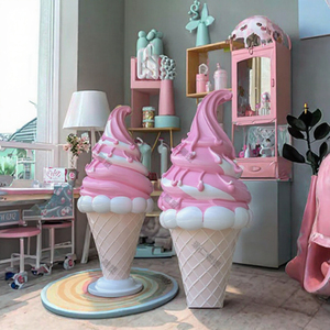 Sculpture géante en résine en forme de cornet de glace fondant, accessoire de décoration, statue de sucette glacée - Product Image 3
