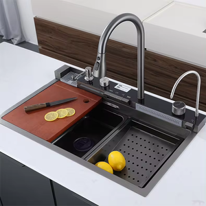 Fregaderos <span class=keywords><strong>De</strong></span> cocina multifunción Cubas <span class=keywords><strong>De</strong></span> Pia <span class=keywords><strong>De</strong></span> Cozinha Inox grifo negro 304 Acero inoxidable soldadura moderna cuadrado solo tazón - Product Image 4