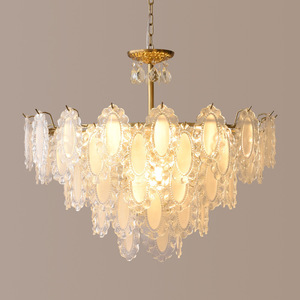 Lampadario Francese a Spettro Completo, Moderno e Semplice, Popolare con Cristalli e Perle, Illuminazione Romantica e Calda per Soggiorno - Product Image 4