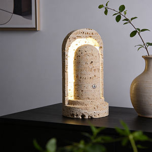 Abat-jour de table LED personnalisé en céramique marbrée multicolore de forme cylindrique, moderne, éco-responsable, directement de l'usine, pour salon - Product Image 2