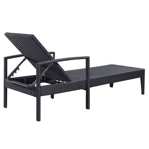 Chaise longue d'extérieur ajustable en rotin et osier noir pour hôtel, jardin, patio, <span class=keywords><strong>piscine</strong></span>, chaises longues en aluminium pour <span class=keywords><strong>banc</strong></span>, jardin, ensemble de mobilier d'extérieur - Product Image 5