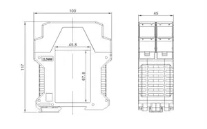 DIN 레일 터미널 인클로저 박스 전기 인클로저 45mm 너비 (대형 라벨 포함)