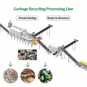 Ligne de tri des déchets solides municipaux à haute précision, usine de traitement et de recyclage des déchets solides municipaux pour la séparation du plastique, du papier, du métal et du verre - Product Image 1
