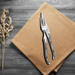 Ensemble <span class=keywords><strong>de</strong></span> <span class=keywords><strong>couverts</strong></span> en acier inoxydable 18/10 <span class=keywords><strong>de</strong></span> qualité supérieure, 8 pièces, manche en bois coloré, avec extrémité en métal massif, ensemble <span class=keywords><strong>de</strong></span> fourchettes à bord droit - Product Image 2