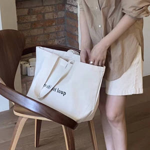 Sac à main en toile de coton grande capacité avec logo personnalisable, grand sac de shopping personnalisé pour femme - Product Image 2