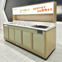 KLEADONE Table console de marmite commerciale 5 portes personnalisée Meuble de réfrigération surmonté de marbre pour restaurants Style bois