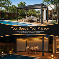 Pergola bioclimatique motorisée en aluminium, gazebo, pavillon, auvent extérieur moderne de luxe, taille personnalisable pour jardin