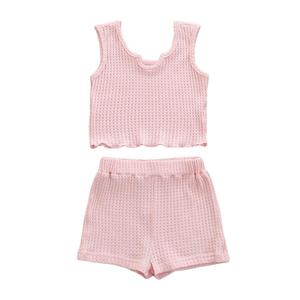 Ensembles d'été pour filles 2022, ensembles de vêtements pour filles, débardeur sans manches uni et short, ensemble 2 pièces - Product Image 5