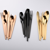 Colher de aço inoxidável titânio talheres, louça de jantar estilo coreano, conjunto de talheres