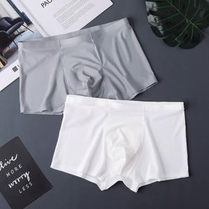 Kailisi Men's Summer Black Spandex/Nylon Ice Silk Boxer Briefs Seamless Breathable Anti-Bacterial Mid-Rise Logo Waist Knitted - Product Image 2