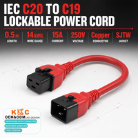 Câble d'alimentation IEC 320 mâle-femelle verrouillable C19 à C20, rallonge robuste pour ordinateur