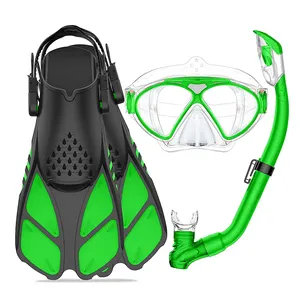 3 Stuks Snorkel Set Lichtgevende Duikbril Snorkelen Duikbril Set Anti-Mist Anti-Lek Kids Duikmasker Kit Met Freediving Vinnen