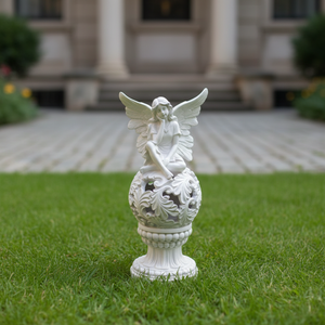 รูปปั้นเรซิ่นรูปนางฟ้าสไตล์นอร์ดิก ตำนานเทพเจ้ากรีก ของตกแต่งโต๊ะทำงาน พร้อมไฟสวนพลังงานแสงอาทิตย์ - Product Image 1