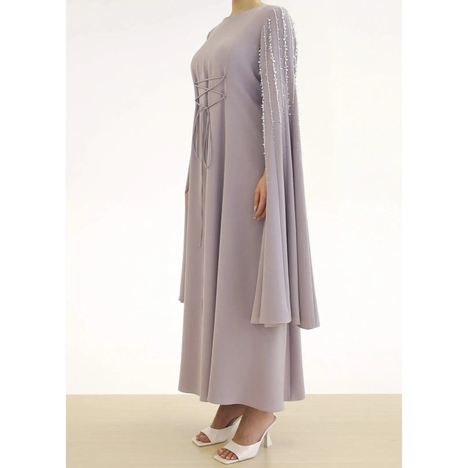 מזרח התיכון אתני האסלאמי בגדי 1 חתיכות מוצק צבע פתוח העבאיה 2022 דובאי מוסלמי נשים שמלה
