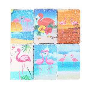 Cuaderno colorido de lentejuelas de flamenco y sirena con monograma de sublimación en ambos lados, Material de cubierta de papel de plástico de tapa dura - Product Image 1