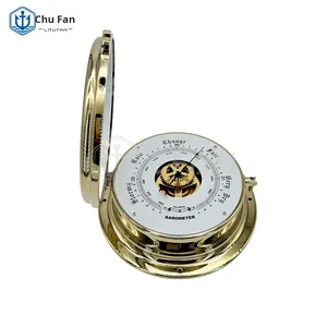 370246 cuivre baromètre sans liquide boîtier de charnière nautique Type d'horloge jauge de pression atmosphérique horloge de marée haute précision - Product Image 6