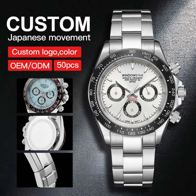 Luxury Stainless Steel Case Waterproof Chronograph Quartz Watch for Men with 20mm Band and Pointer Dial