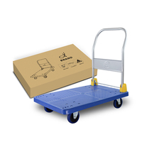Carretilla Plegable de Plataforma 60x90cm, 400kg, Resistente, con 4 Ruedas de Goma para Logística de Almacén