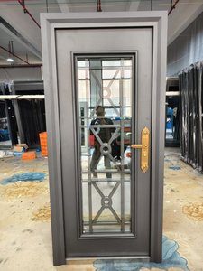 <span class=keywords><strong>Porta</strong></span> <span class=keywords><strong>in</strong></span> Acciaio e <span class=keywords><strong>Legno</strong></span> con Vetro, Elegante Ingresso Luminoso - Product Image 4