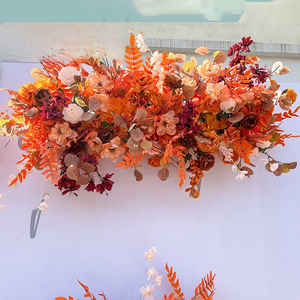 Ensemble de fleurs en soie rouge orangé pour la <span class=keywords><strong>décoration</strong></span> de salle de mariage, fleurs <span class=keywords><strong>d</strong></span>écoratives en <span class=keywords><strong>feuilles</strong></span> sur le thème de l'<span class=keywords><strong>automne</strong></span> orange caramel - Product Image 3