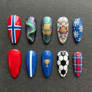 2026 pour Manucure : Faux Ongles à Presser Thème Football, Qualité Supérieure, Forme Amande, en ABS, Argentine - Product Image 4
