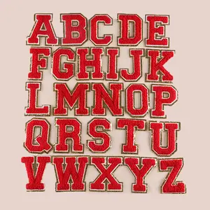 In Stock Multi colore 8cm fai da te ferro su lettere Patch Glitter alfabeto ciniglia lettera Patch per abbigliamento