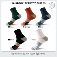 Chaussettes de sport athlétiques personnalisées pour hommes, en coton respirant, anti-humidité, à blocs de couleur, pour la course à pied – Fournisseur en gros
