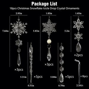 Ensemble de 18 Ornements de Noël en Acrylique Transparent Faits Main de Haute Qualité, Cristaux Suspendus en Forme de Flocons de Neige, Écologiques - Product Image 3