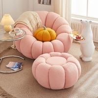 Fauteuil paresseux minimaliste moderne en forme de citrouille, une place, en laine d'agneau blanche, mignon, pour salon, mobilier de maison, éponge haute densité