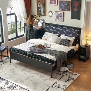 Lit souple au design moderne Cadre en bois pour salon luxueux Lit <span class=keywords><strong>queen</strong></span> et double en bois massif Lit confortable pour dormir dans un hôtel - Product Image 2