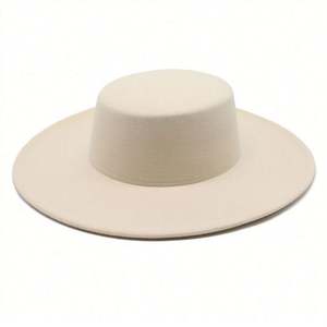 Nuevo Sombrero Plano de Fieltro, Estilo Bowler, Jazz, Francés, con Ala Ancha, Fedora - Product Image 5