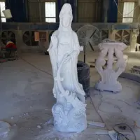 Estátua de jade branco de mármore, guanyin, decoração de casa interior, deuses de misericórdia