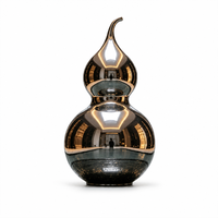 Grande statue de gourde en métal, sculpture en acier inoxydable poli miroir pour la décoration intérieure de hall d'hôtel et les éléments aquatiques