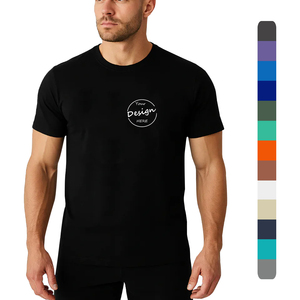 Gran oferta, camiseta personalizada con estampado de transferencia de calor para hombre, camiseta de ajuste clásico con cuello acanalado de peso pesado, camiseta informal de 230GSM de Color sólido - Product Image 1