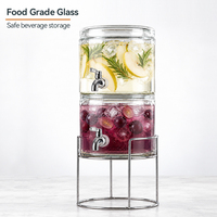 Distributeur de boissons en verre empilable 2 pièces avec support, 2 x 3,8 L, double distributeur de boissons pour événements communautaires et bars à boissons