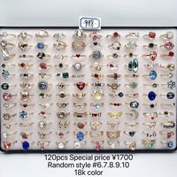 XUPING 120 Stück 14K18K Vergoldete Kupferlegierung Kristall-Ringset Zufällige Edelstein-Stile für Damen Hochzeitsschmuck Großhandel