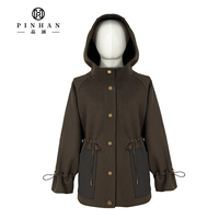 Nouvelle arrivée, parka élégante et polyvalente en mélange de laine marron avec capuche, cordon de serrage à la taille et poches contrastées, manteau pour femmes