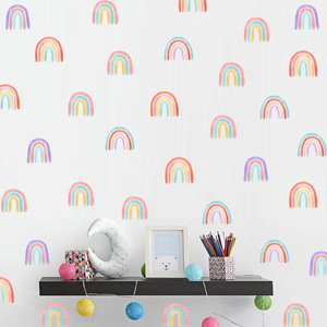 Calcomanía de pared de arcoíris calcomanía de pared de jardín de infantes habitación de niños pegatina decorativa de PVC autoadhesiva armario de vidrio Graffiti - Product Image 1