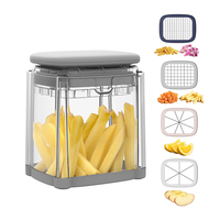 Bestverkochte plastic 4-blads multifunctionele aardappelmes, handmatige groentesnijder, frietmaakgereedschap